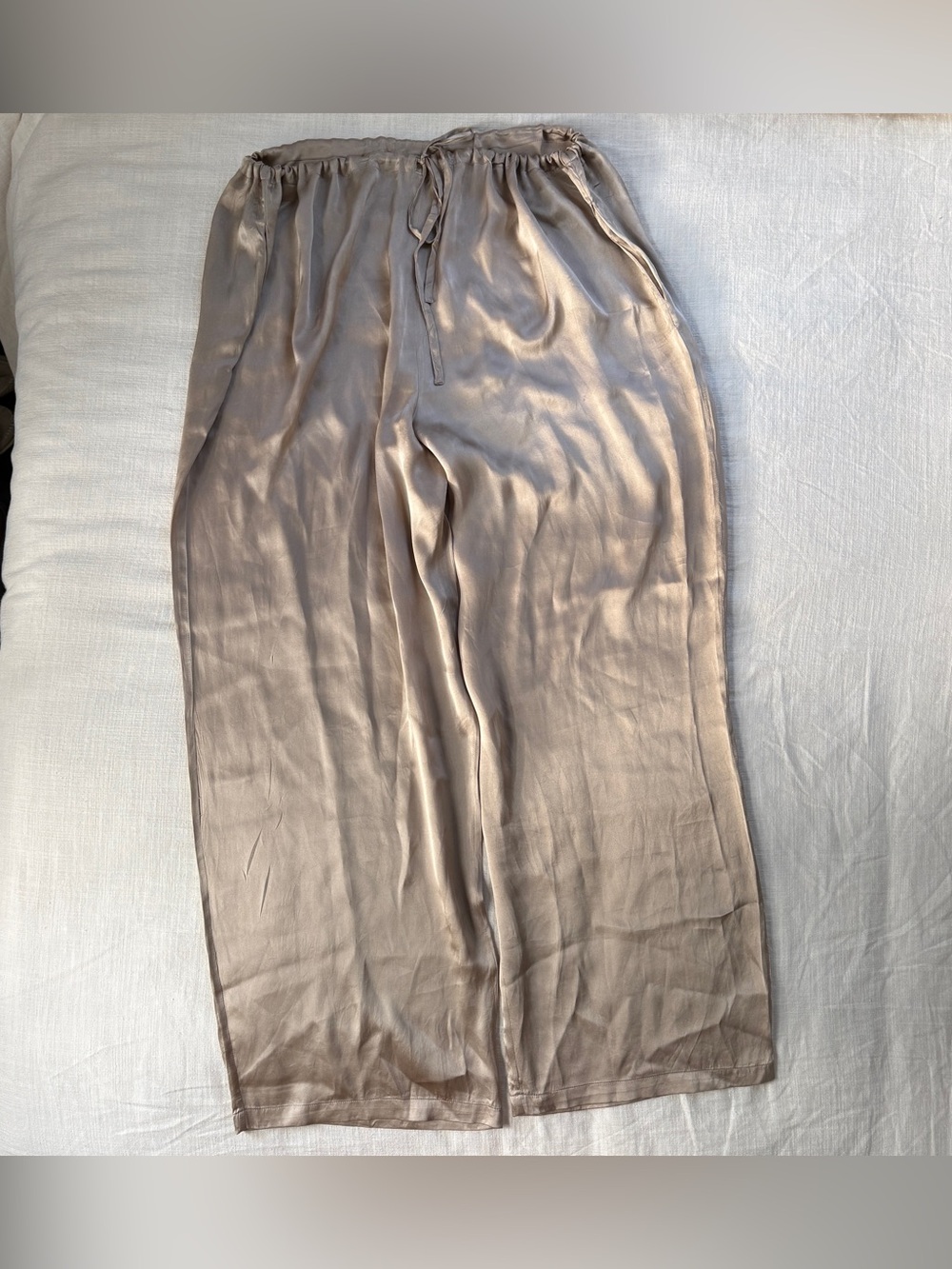 Vintage Victoria’s Secret 100% Silk Antique Champagne Slouchy Wide Leg Pants M/L